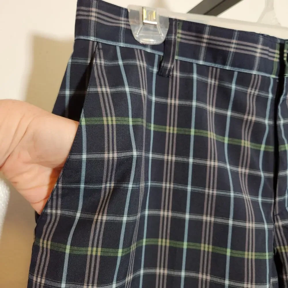 ADIDAS Navy Plaid Golf Shorts, Size 32